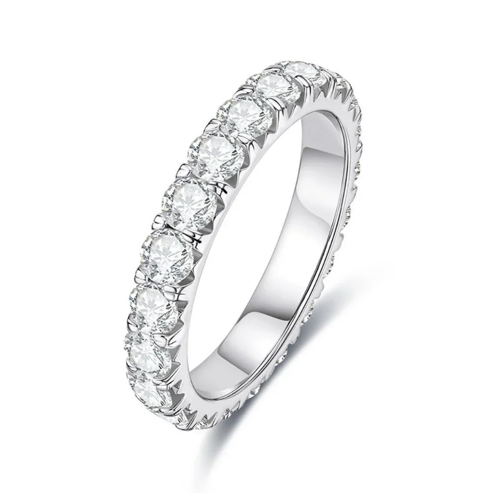 Certified 2~3 ct. t.w. 3mm Moissanite Diamond Full Eternity Band Ring NEW